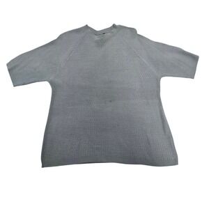 Kevo Gray Short Sleeve Knit Sweater Top Women's Size L Silk Cotton Blend